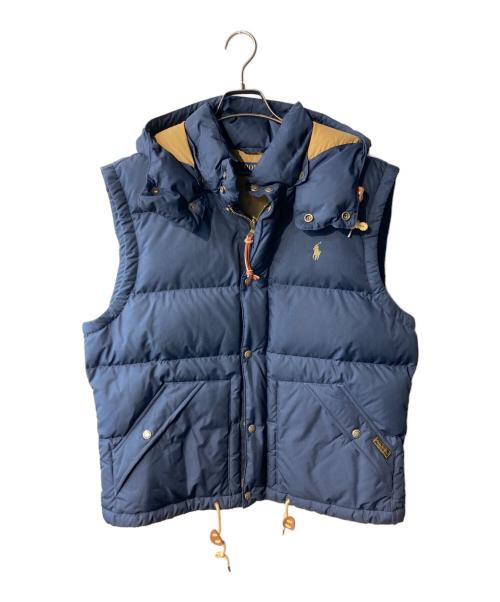 POLO RALPH LAUREN（ポロ・ラルフローレン）POLO RALPH LAUREN (ポロ・ラルフローレン) ポニー刺繍 フーデットダウンベスト ブルー サイズ:Lの古着・服飾アイテム