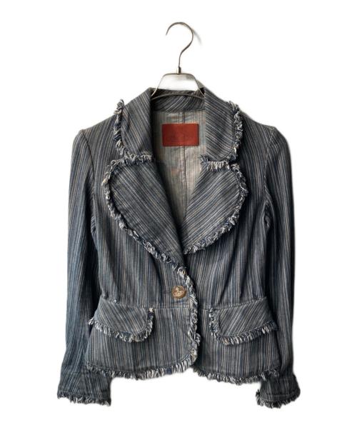 Vivienne Westwood RED LABEL（ヴィヴィアンウエストウッドレッドレーベル）Vivienne Westwood RED LABEL (ヴィヴィアンウエストウッドレッドレーベル) マルチストライプ デニムラブジャケット インディゴ サイズ:3の古着・服飾アイテム