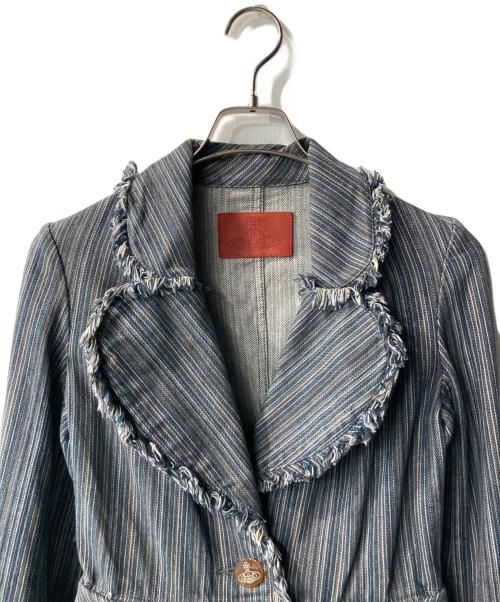 Vivienne Westwood RED LABEL（ヴィヴィアンウエストウッドレッドレーベル）Vivienne Westwood RED LABEL (ヴィヴィアンウエストウッドレッドレーベル) マルチストライプ デニムラブジャケット インディゴ サイズ:3の古着・服飾アイテム