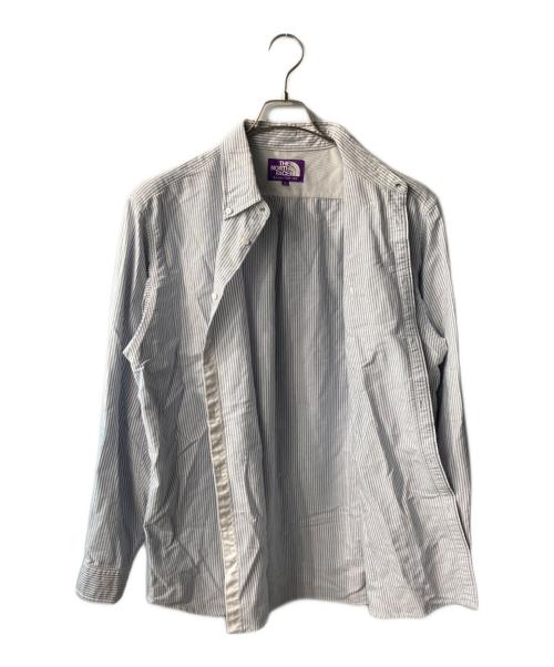 THE NORTHFACE PURPLELABEL（ザ・ノースフェイス パープルレーベル）THE NORTHFACE PURPLELABEL Cotton Polyester Stripe OX B.D. Big Shirt　コットンポリエステルストライプox b.d ビッグシャツ ホワイト×ブルー サイズ:XLの古着・服飾アイテム
