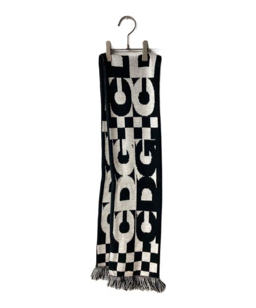 CDG（シーディージー）CDG (シーディージー) ロゴマフラー ホワイト×ブラックの古着・服飾アイテム