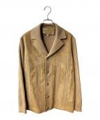 BONETTISSAボネッティサ）の古着「ヴィンテージレザー切替ニットジャケット」｜ベージュ