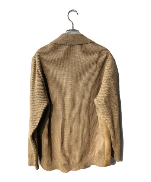BONETTISSA（ボネッティサ）BONETTISSA (ボネッティサ) ヴィンテージレザー切替ニットジャケット ベージュ サイズ:Mの古着・服飾アイテム