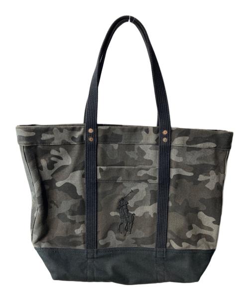 POLO RALPH LAUREN（ポロ・ラルフローレン）POLO RALPH LAUREN (ポロ・ラルフローレン) ビッグポニー カモ柄トートバッグ グレー×ブラックの古着・服飾アイテム