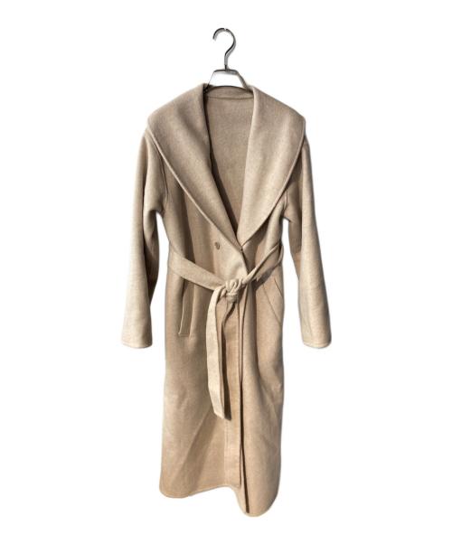 NEWYORKER（ニューヨーカー）NEWYORKER (ニューヨーカー) ウールナイロンリバー ショールカラーロングコート ベージュ サイズ: 9ARの古着・服飾アイテム