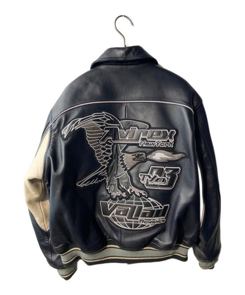 AVIREX（アヴィレックス）AVIREX (アヴィレックス) VALLAD VARSITY LEATHER JACKET レザージャケット ネイビー サイズ:Mの古着・服飾アイテム