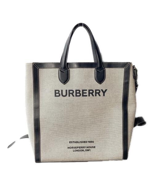 BURBERRY（バーバリー）BURBERRY (バーバリー) ホースフェリープリント キャンバス 2WAYトートバッグ ブラック×グレーの古着・服飾アイテム