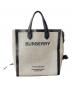 BURBERRY（バーバリー）の古着「ホースフェリープリント キャンバス 2WAYトートバッグ」｜ブラック×グレー