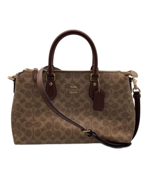 COACH（コーチ）COACH (コーチ) ジョージア サッチェル バッグ・シグネチャー キャンバス ブラウンの古着・服飾アイテム