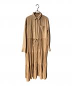 L'Orロル）の古着「Waist tuck Shirt Dress」｜ブラウン