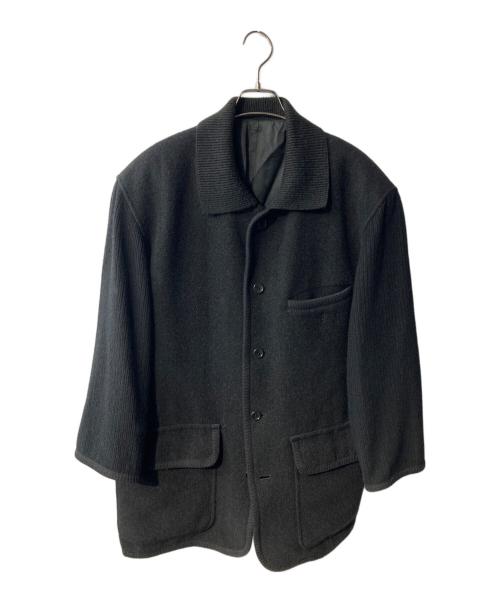 Christian Dior MONSIEUR（クリスチャンディオールムッシュ）Christian Dior MONSIEUR (クリスチャンディオールムッシュ) ウールナイロン切替コート ブラック サイズ:Lの古着・服飾アイテム