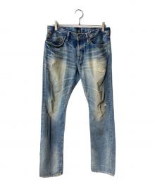Hysteric Glamour（ヒステリックグラマー）の古着「スタッズポケットダメージデニムパンツ」｜ブルー