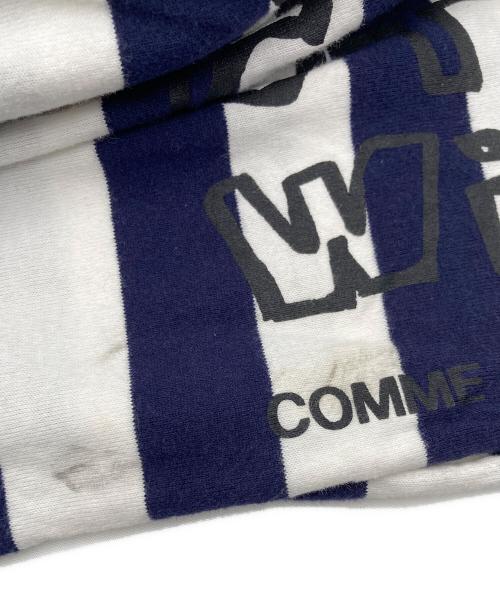 COMME des GARCONS（コムデギャルソン）COMME des GARCONS (コムデギャルソン) Live Free With Strong Will BORDER STOLE ホワイト×ネイビーの古着・服飾アイテム