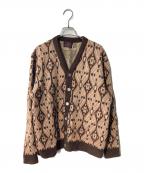 USEDユーズド）の古着「ヴィンテージ総柄カーディガン」｜ブラウン