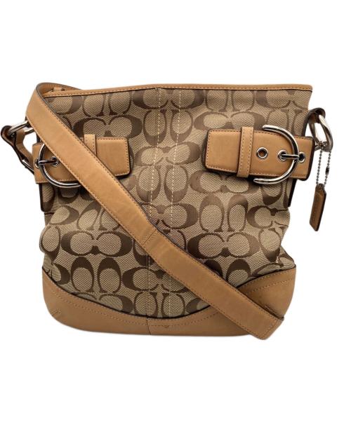 COACH（コーチ）COACH (コーチ) シグネチャー ショルダーバッグ ベージュの古着・服飾アイテム