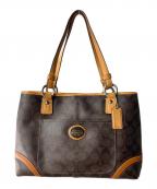 COACHコーチ）の古着「ヘリテージ シグネチャー トートバッグ/ハンドバッグ」｜ブラウン