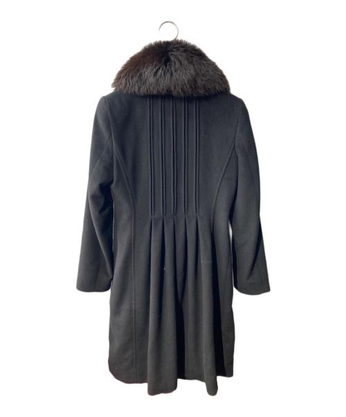 Max Mara Studio（マックスマーラ ストゥディオ）Max Mara Studio (マックスマーラ ストゥディオ) フォックスファーカラーコート ブラック×ブラウン サイズ:J36の古着・服飾アイテム
