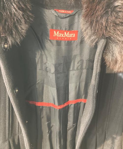 Max Mara Studio（マックスマーラ ストゥディオ）Max Mara Studio (マックスマーラ ストゥディオ) フォックスファーカラーコート ブラック×ブラウン サイズ:J36の古着・服飾アイテム
