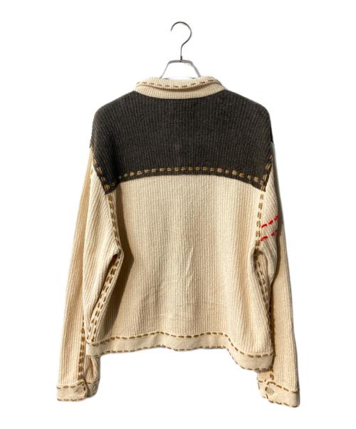 PHINGERIN（フィンガリン）PHINGERIN (フィンガリン) PG1 KNITカーディガン ベージュ×ブラウン サイズ:Lの古着・服飾アイテム