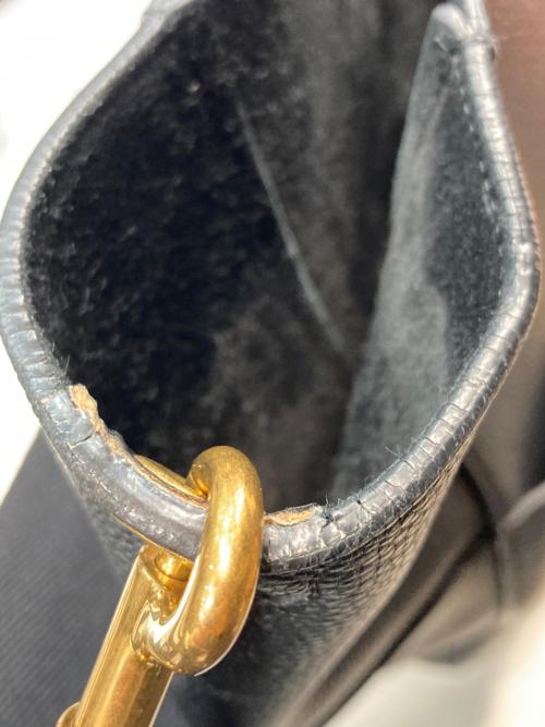 CELINE（セリーヌ）CELINE (セリーヌ) レザーショルダーバッグ ブラックの古着・服飾アイテム