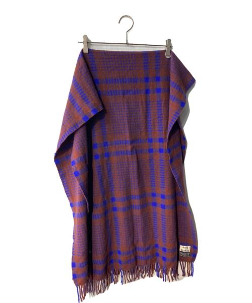 Acne studios（アクネ ストゥディオズ）Acne studios (アクネ ストゥディオズ) バージンウールチェックマフラー ブルー×ブラウンの古着・服飾アイテム
