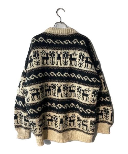 USED（USED）USED (USED) ノルディックニットカーディガン ホワイト×ブラック サイズ:ｻｲｽﾞ表記なしの古着・服飾アイテム