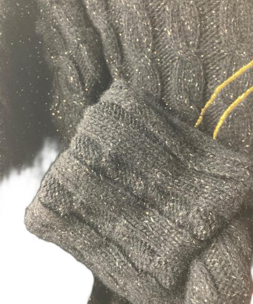 lucien pellat-finet（ルシアン・ペラフィネ）lucien pellat-finet (ルシアン・ペラフィネ) ラメスカル刺繍ケーブルニット ブラック サイズ:Mの古着・服飾アイテム