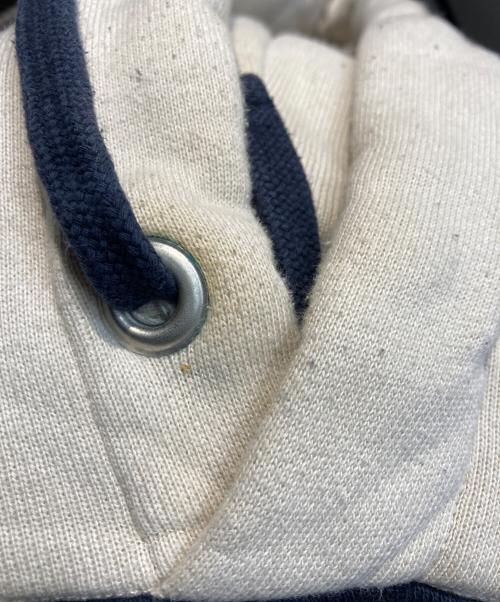 STONE ISLAND（ストーンアイランド）STONE ISLAND (ストーンアイランド) MARINA コットンスウェットバイカラーフーディ ネイビー×ベージュ サイズ:Lの古着・服飾アイテム