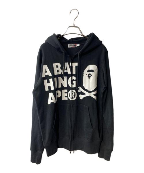 A BATHING APE（アベイシングエイプ）A BATHING APE (アベイシングエイプ) PIRATE STORE ロゴプリントジップパーカー ブラック サイズ:Lの古着・服飾アイテム