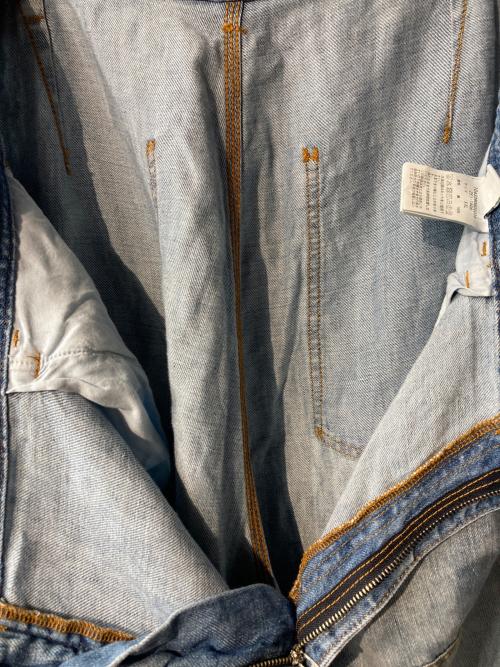 CAHLUMN（カウラム）CAHLUMN (カウラム) リネン ダブルニー ペインチャーデニムパンツ ブルー サイズ:XXLの古着・服飾アイテム