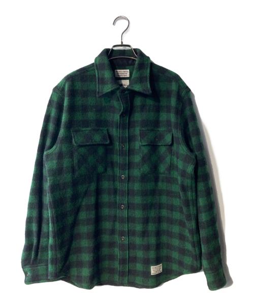 WOOLRICH（ウールリッチ）WOOLRICH (ウールリッチ) WACKO MARIA (ワコマリア) コラボウールチェックシャツ グリーン サイズ:XLの古着・服飾アイテム