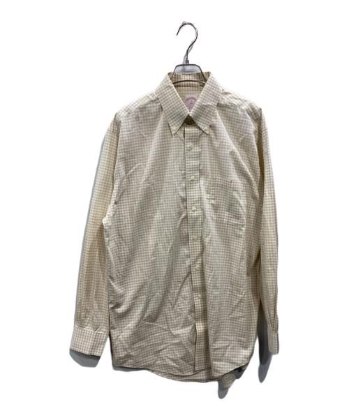 BROOKS BROTHERS 346（ブルックスブラザーズ 346）BROOKS BROTHERS 346 (ブルックスブラザーズ 346) チェックドレスシャツ ベージュ サイズ:Mの古着・服飾アイテム