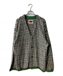 MAISON SPECIAL（メゾンスペシャル）の古着「TWEEDプライムオーバーVネックニットカーディガン」｜パープル×グリーン
