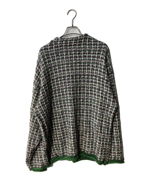 MAISON SPECIAL（メゾンスペシャル）MAISON SPECIAL (メゾンスペシャル) TWEEDプライムオーバーVネックニットカーディガン パープル×グリーン サイズ:2の古着・服飾アイテム