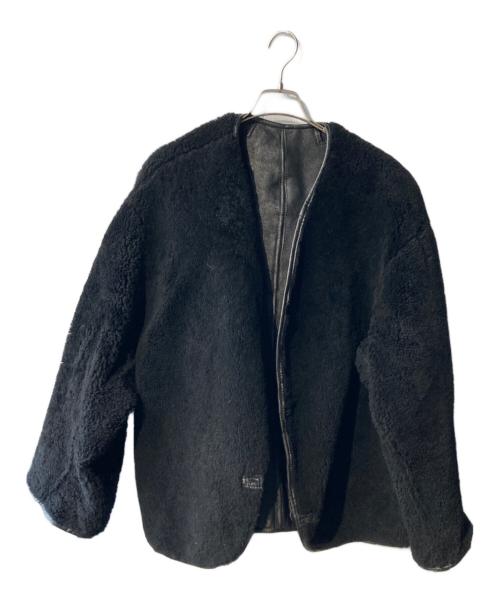USED（USED）USED (USED) ボアレザーライナージャケット ブラック サイズ:ｻｲｽﾞ表記なしの古着・服飾アイテム