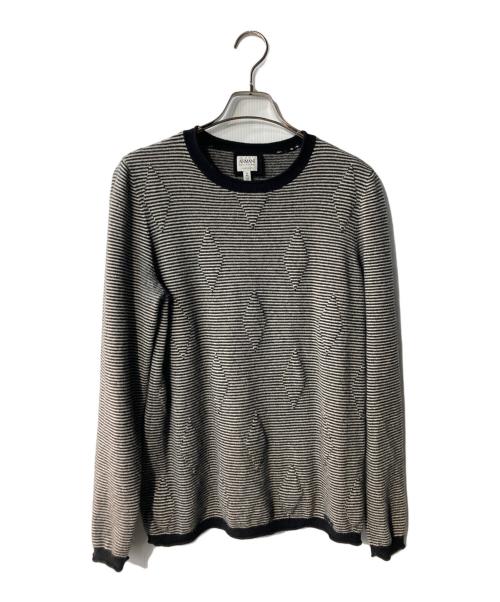 ARMANI COLLEZIONI（アルマーニ コレツィオーニ）ARMANI COLLEZIONI (アルマーニ コレツィオーニ) ロールネックボーダーダイスニット ブラック サイズ:48の古着・服飾アイテム