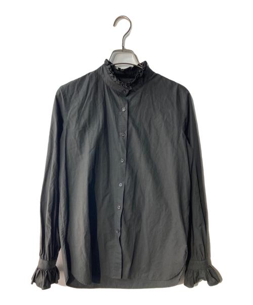 Bagutta（バグッタ）Bagutta (バグッタ) フリルノーカラーシャツ ブラック サイズ:Sの古着・服飾アイテム