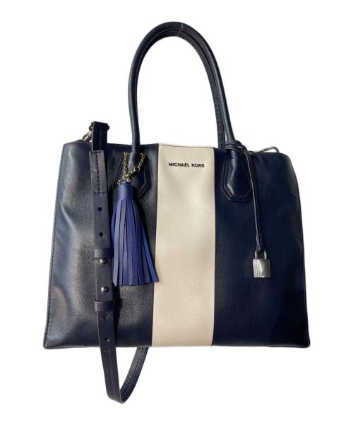 MICHAEL KORS（マイケルコース）MICHAEL KORS (マイケルコース) トートバッグ ネイビー×ホワイトの古着・服飾アイテム