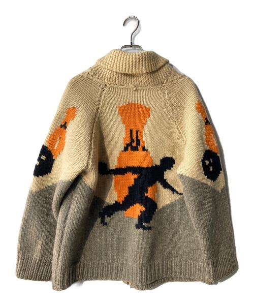 USED（ユーズド）USED (ユーズド) ボーリング柄カウチンセーター ベージュ サイズ:ｻｲｽﾞ不明の古着・服飾アイテム