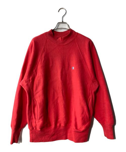 Champion REVERSE WEAVE（チャンピオン リバース ウィーブ）Champion REVERSE WEAVE (チャンピオン リバース ウィーブ) 90sモックネックラグランスウェット レッド サイズ:Lの古着・服飾アイテム