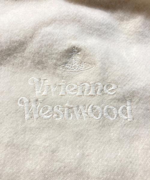 Vivienne Westwood（ヴィヴィアンウエストウッド）Vivienne Westwood (ヴィヴィアンウエストウッド) オーブロゴ刺繍マフラー ホワイトの古着・服飾アイテム
