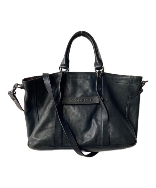 LONGCHAMP（ロンシャン）LONGCHAMP (ロンシャン) レザー2Wayバッグ ネイビーの古着・服飾アイテム