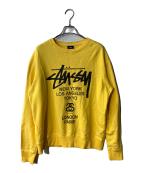 stussyステューシー）の古着「World Tour Crew ロゴスウェット」｜イエロー