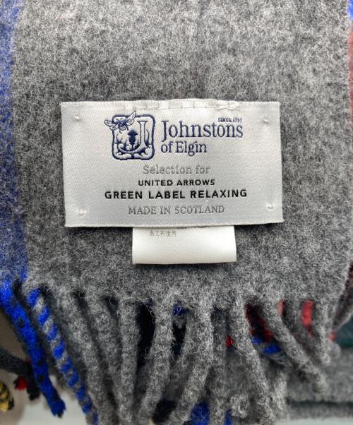 JOHNSTONS OF ELGIN（ジョンストンズ オブ エルガン）JOHNSTONS OF ELGIN (ジョンストンズ オブ エルガン) green label relaxing (グリーンレーベルリラクシング) 別注ウールカシミヤブレンド大判ストール グレー×レッドの古着・服飾アイテム