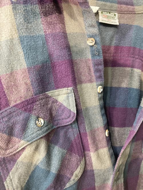 FIVE BROTHER（ファイブブラザー）FIVE BROTHER (ファイブブラザー) 90s ヘビーウェイトネルシャツ パープル サイズ:3XLの古着・服飾アイテム