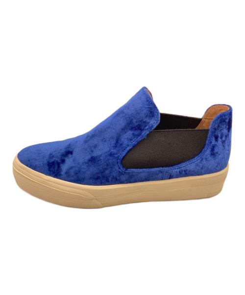 DRIES VAN NOTEN（ドリスヴァンノッテン）DRIES VAN NOTEN (ドリスヴァンノッテン) ベルベットサイドゴアスニーカー ブルー サイズ:23.5cmの古着・服飾アイテム