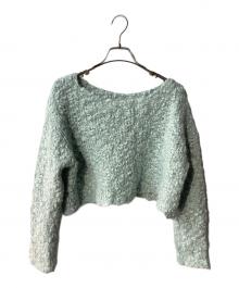 sheller（シェリエ）の古着「bijou button bubble cropped knit」｜ブルー