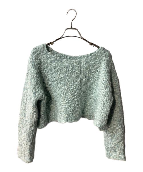 sheller（シェリエ）sheller (シェリエ) bijou button bubble cropped knit ブルー サイズ:FREEの古着・服飾アイテム