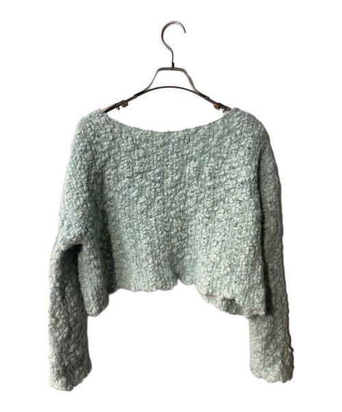 sheller（シェリエ）sheller (シェリエ) bijou button bubble cropped knit ブルー サイズ:FREEの古着・服飾アイテム