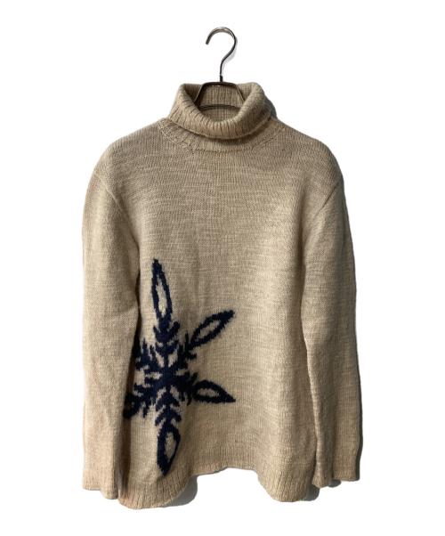 Yohji Yamamoto pour homme（ヨウジヤマモト プールオム）Yohji Yamamoto pour homme (ヨウジヤマモト プールオム) スノーフレーク柄タートルネックニット ベージュ サイズ:3の古着・服飾アイテム